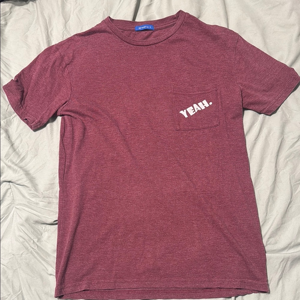 Casual Maroon T-Shirt with Pocket Detail